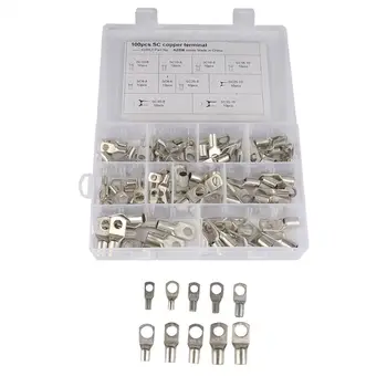 

100Pcs Bolt Hole Tinned Copper Cable Lugs Battery Terminals Set Wire Terminals