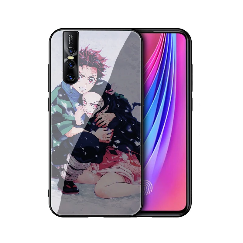 EWAU аниме Kimetsu без Yaiba закаленное Стекло телефон крышка для Vivo V9 Y85 Y89 V15 Y17 Y93 Y95 Y91 Y91C