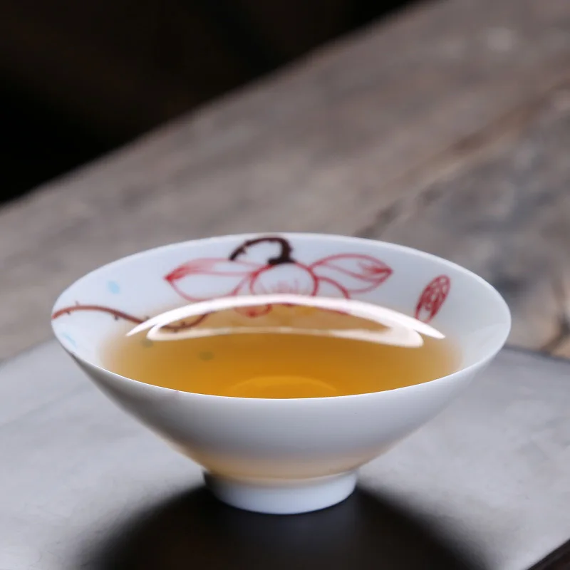 Bamboo-hat Type Cup Blue Pattern Hand-Painted Cup Tea Bowl Hand-Painted Kung Fu Tea Cup Cool Master Teacup Manufacturers Customi