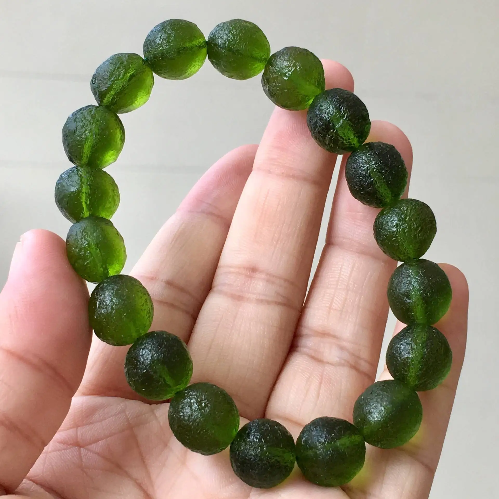 

100% Natural 9-10mm Moldavite Czech meteorite impact glass bracelet Natural Unprocessed stone crystal energy stone