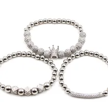 8 мм 3 компл./лот h5f432 Серебряная Золотая Корона Медь micro pave cz Циркон кубического циркония браслет регулируется Шарм Макраме Браслеты