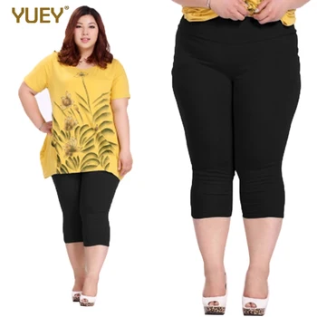 

Good Quality Extra Large Size Women Capris Pants Super Stretch Summer Candy Color Plus Size Female Elastic Pants Calf length 6XL