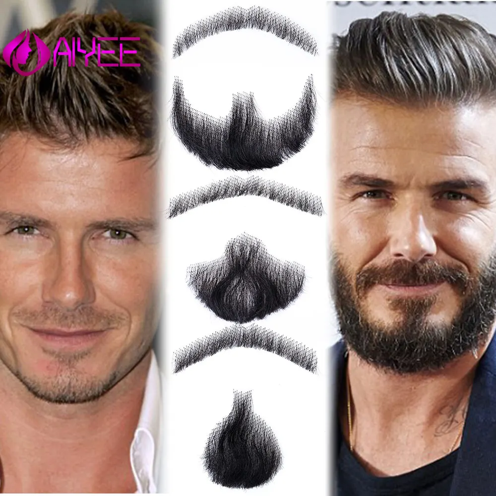 

AIYEE Lace Beard For Men Cosplay Swiss Lace Invisible Fake Beards SalonChat100% Hair Hand Made Mustache Remy Hair