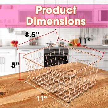 

Rose Gold 2 Pack Wire Basket Set,Storage Decor Crafts Kitchen Organizing.for Closets,Cabinets,Pantries,Office Storage