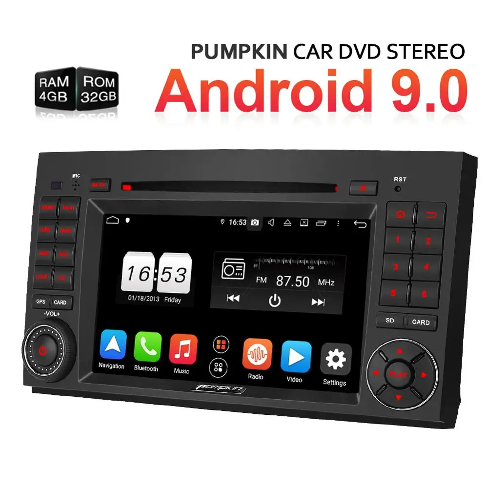 Тыква 7 ''Android 9,0 автомобильный Радио стерео dvd-плеер Восьмиядерный gps навигация DAB BT 4 Гб ram Wifi 4G для Benz A/B200 серии/Vito