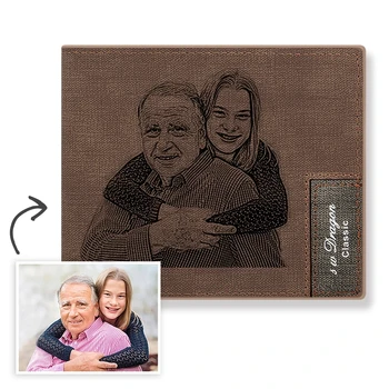 

Custom Photo Words Wallet Personalized Engraved Men's Biffold Short Wallet - NEVER FADE AWAY Father's Day, Holiday/Birthday Gift