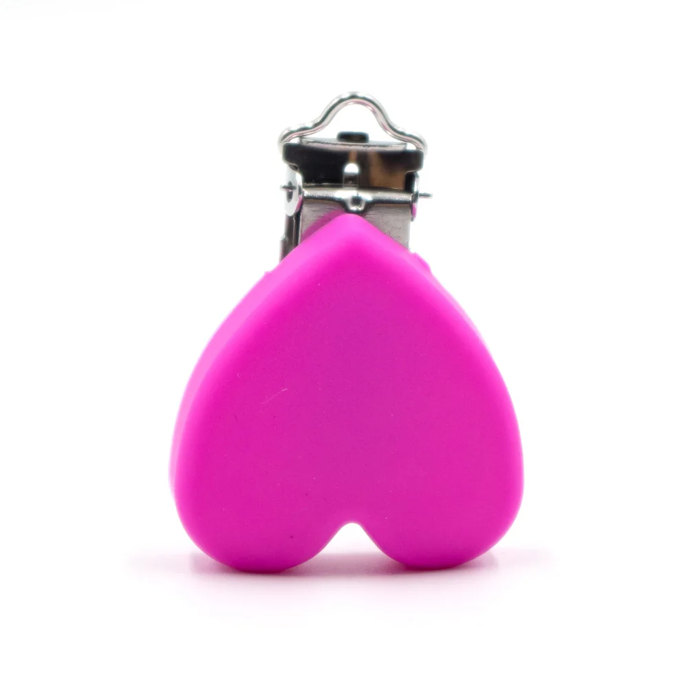 Fushia GYLAXIDO 3 шт. перле Силиконовые Зубные сердце форменные зажимы BPA бесплатно DIY Детские пустышки хлопки кормящих Teethiing игрушки соска зажимы - Цвет: Fushia