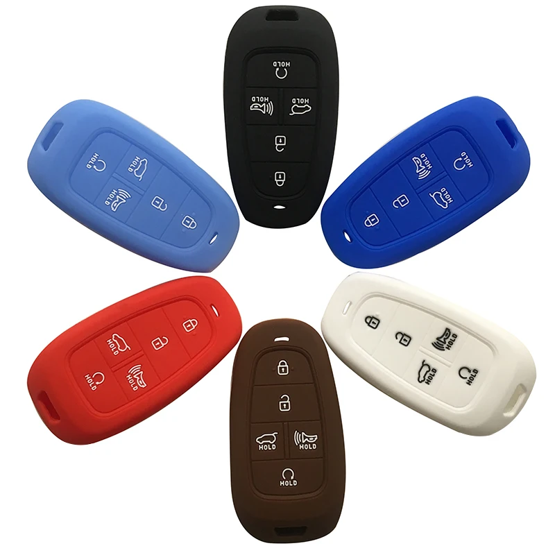 

5 Buttons Skin Key Holder Set Shell Silicone Case Car Key Cover for Hyundai Sonata 2019 DN8 Remote Control Key Cover Case Fob