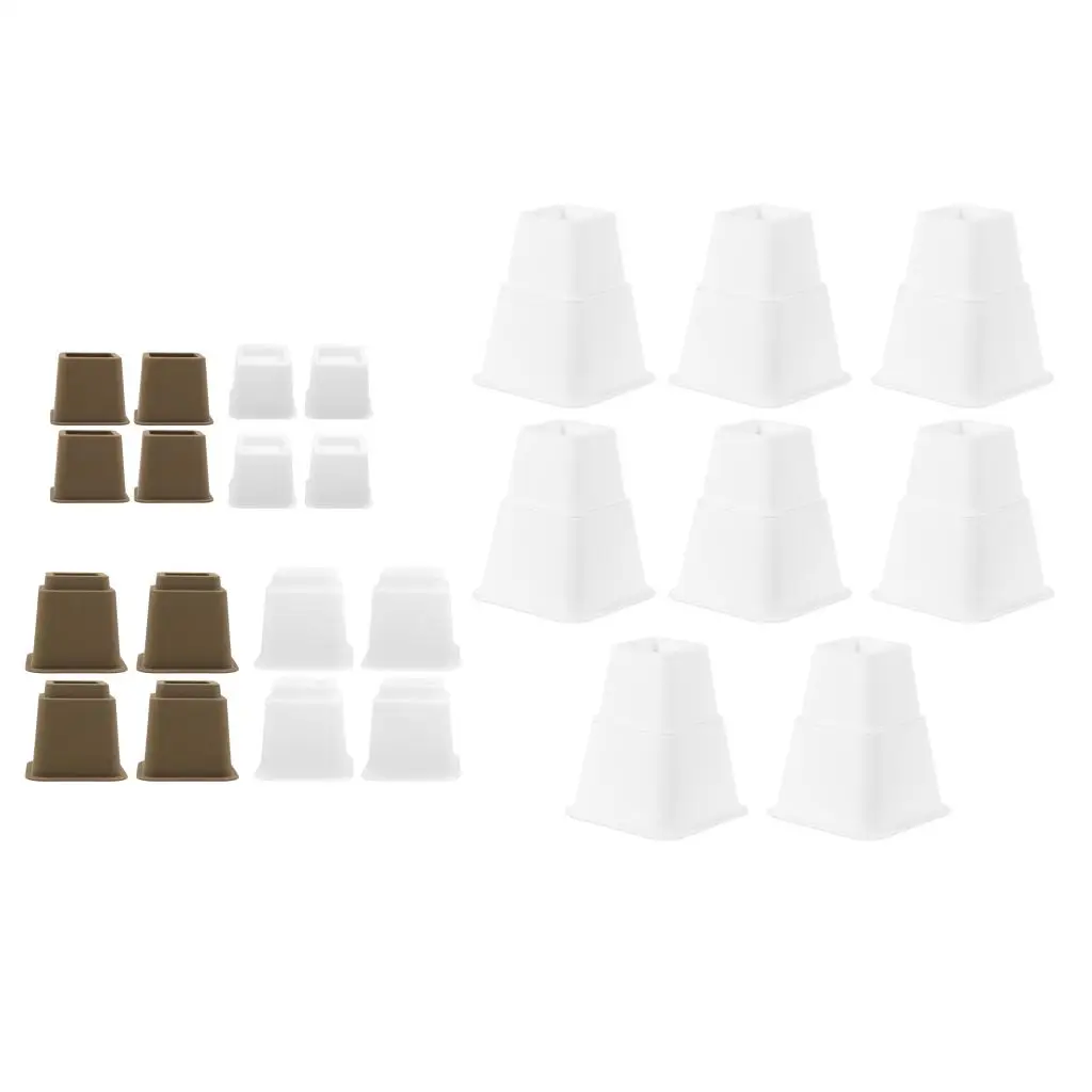 4Packs Heavy Duty Bed Risers Furniture Risers Plastic White/Brown Elephant Feet