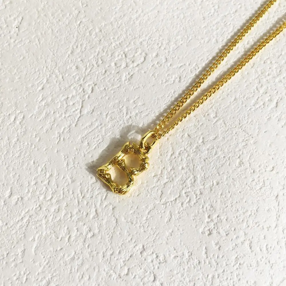 J.hangke Lovers Unisex Highquality brass 26 Letter 1.5cm size Slub Pendant Necklace For Women Love Gold Jewelry Chain Necklace - Окраска металла: B