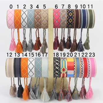 

Adjustable Fabric Braided Bracelet Multi-color Embroidery Tassel Bracelets Ethnic Lace-up Friendship bracelet Couple bracelet