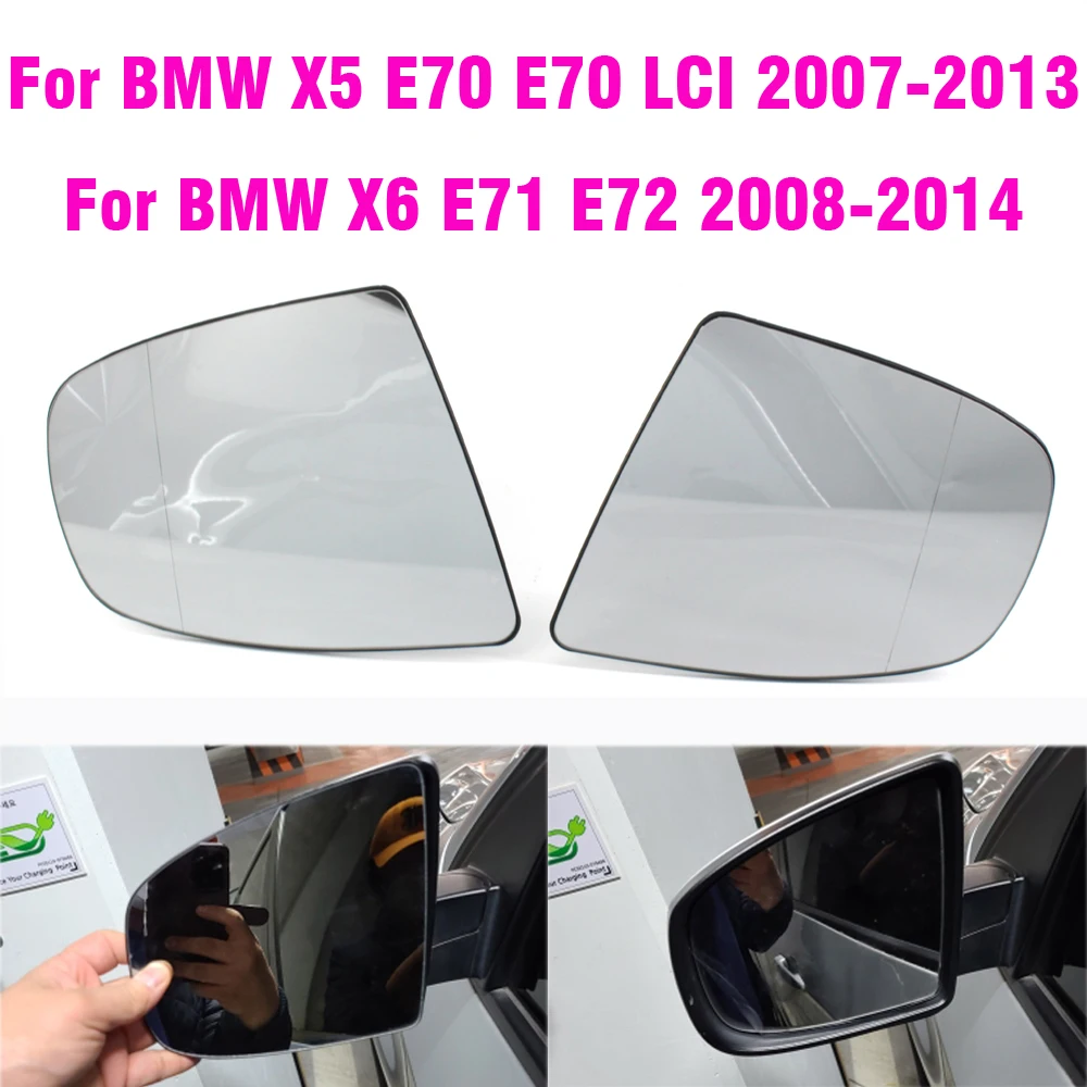 CMR Pair Heated Wing Side Mirror White Glass Per BMW X5 X6 E70 E71 E72 2008-2014 IT 
