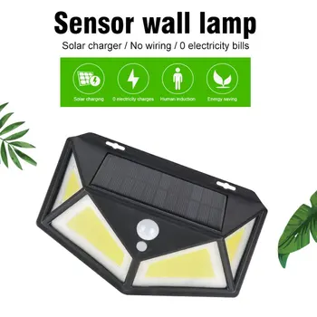 

76/120 COB LED Solar Light Outdoor PIR Motion Sensor 3 Modes Solar Power Wall Lamp Four-Sided Waterproof IP65 Garden Yard Lights