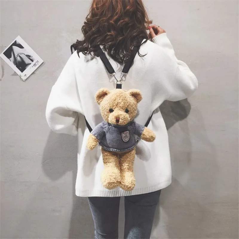 Cartoon teddy bear plush doll shoulder bag, shoulder messenger bag. Girl's favorite gift