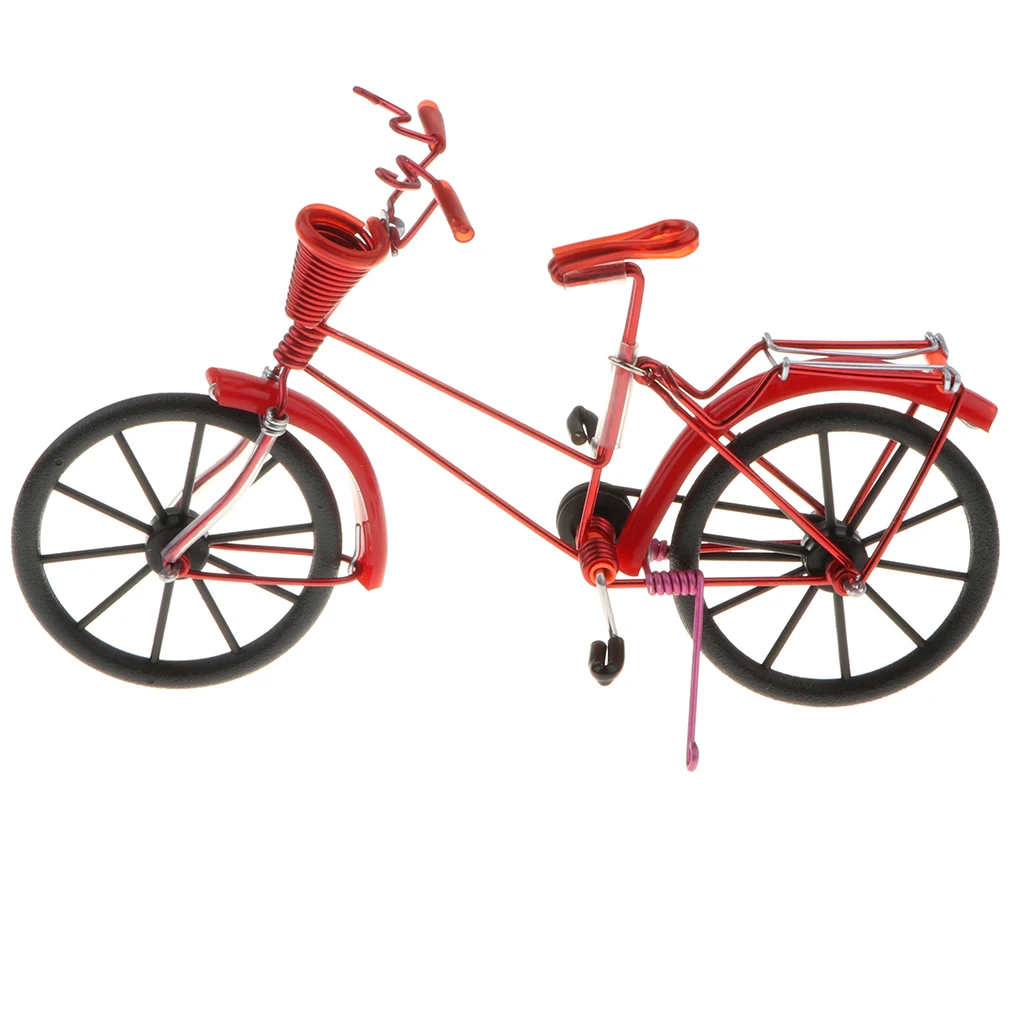 8 Colors Handmade Mini Bicycle Model with Hook-on Basket Home Decor Crafts 1:10