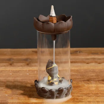 

1pc Incense Burner Lotus Monkey King Incense Holder Censer Furnace for Home Teahouse
