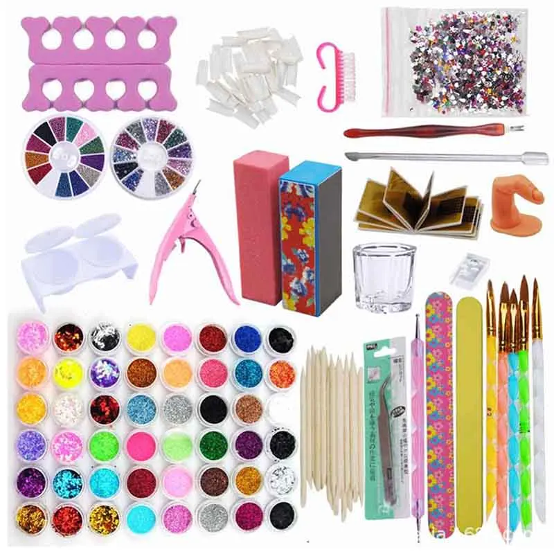 

Nail Art Kit professional set acrylic Powder Glitter kit manucure Gems Decoration Crystal Rhinestone Brush Tools Kit