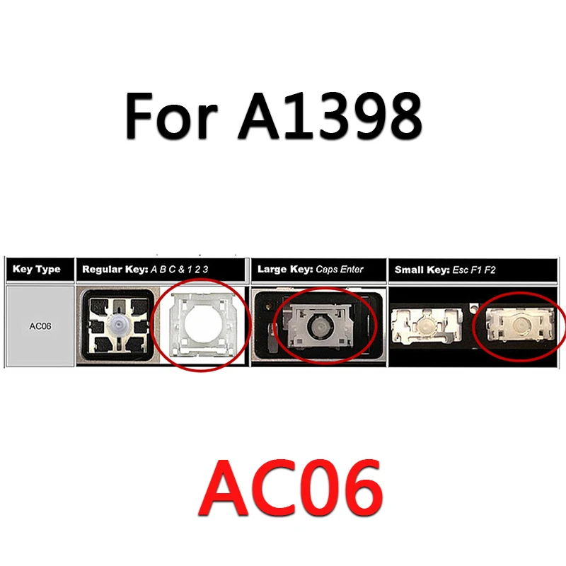 Новинка 99%, один черный ключ с одним белым зажимом, сменная раскладка для Macbook Air A1369 A1466, ключ A1398, клавиша AC06 AC07 - Color: For A1398