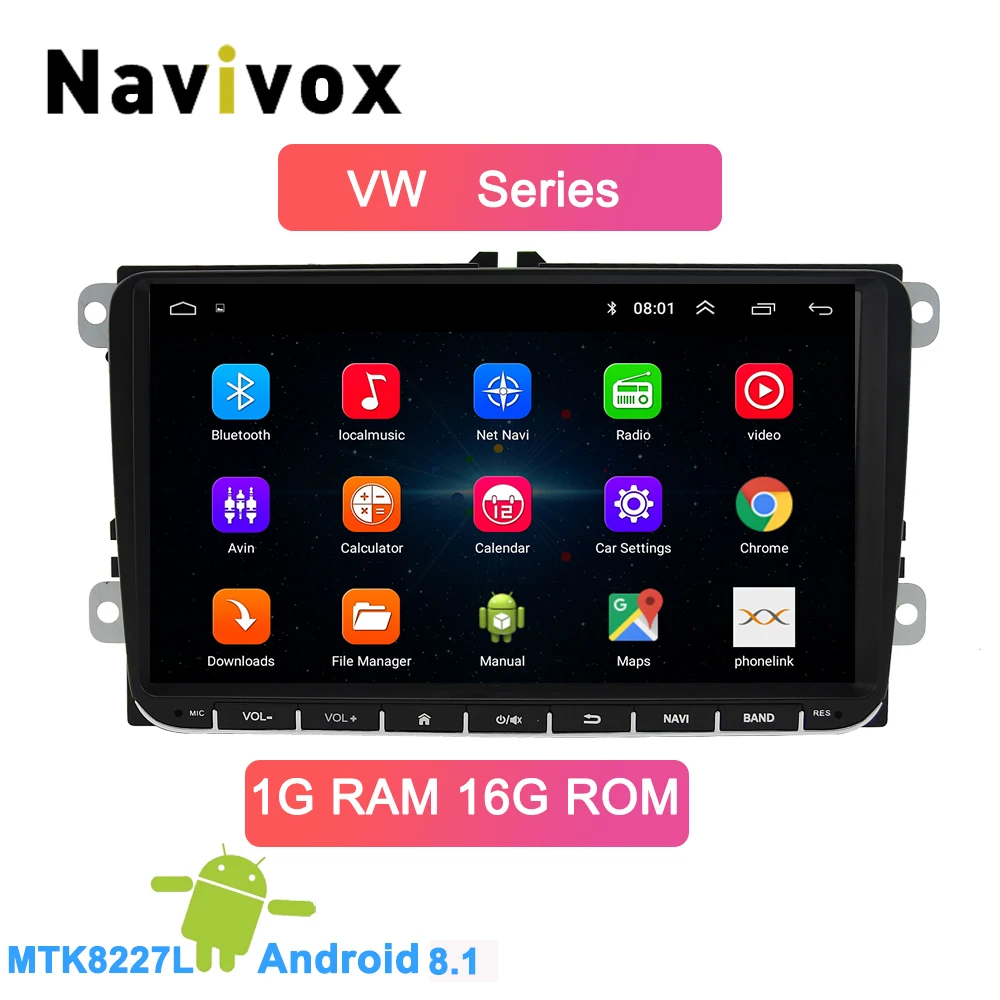 Navivox Android 8,1 автомобильный DVD gps навигатор для Skoda POLO GOLF 5 6 PASSAT B5 B6 TIGUAN TOURAN Caddy Seat Rapid