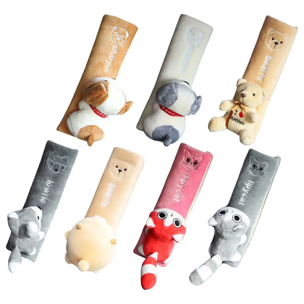 

Adult Kids Auto Seat Belt Shoulder Protector Pad Cartoon Car Seat Belt Cover Warm Flannel Car Interior Safety Seatbelts Cushion