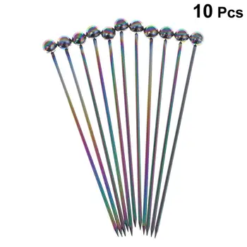

10pcs Stainless Steel Appetizer Pick Toothpicks Fruit Sticks Sandwich Sticks Cocktail Picks For Bar Home Party Accessories