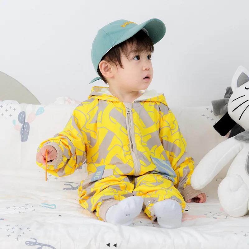 Зимняя одежда Bebes комбинезон для девочек Пижама для младенцев детский комбинезон с капюшоном одежда для малышей теплая одежда для маленьких мальчиков