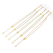 Collares colgantes largos de la religión cruzada para las mujeres Jwelry cuentas coloridas collar de acero inoxidable gargantilla collares de cadena cristiana()