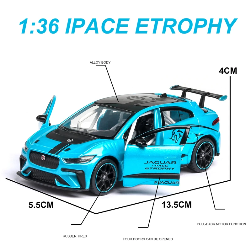 MEOA Новая Модель гоночного автомобиля 1:36 I-Pace Etrophy с огнями/звуком, функция быстрого и яростного Diecasts& Toy Vehicles подарок