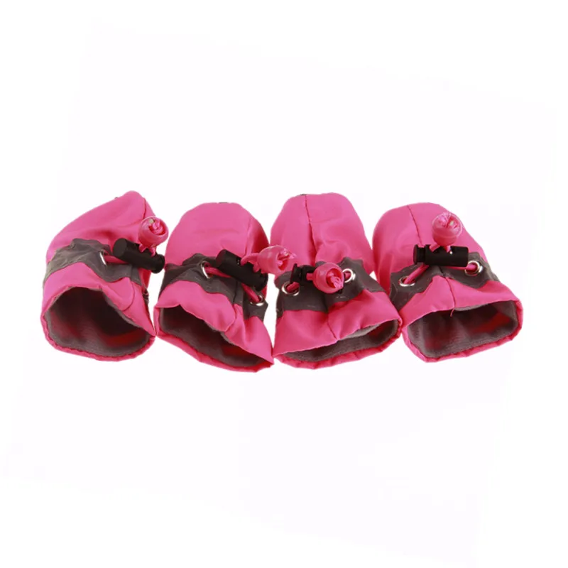 4Pcs Pet Dog Winter Shoes Rain Snow Waterproof Booties Socks Rubber Anti-slip Shoes For Small Dog Puppy Footwear Pet Paw Care