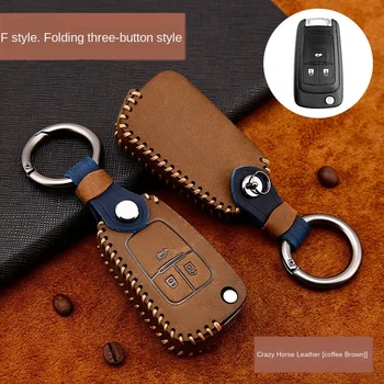 

Genuine Leather For Chevrolet Lova Sail Aveo Cruze Vauxhall Opel Insignia Astra Buick-B Zafira H Car Key Cover Case Bag Set Ring
