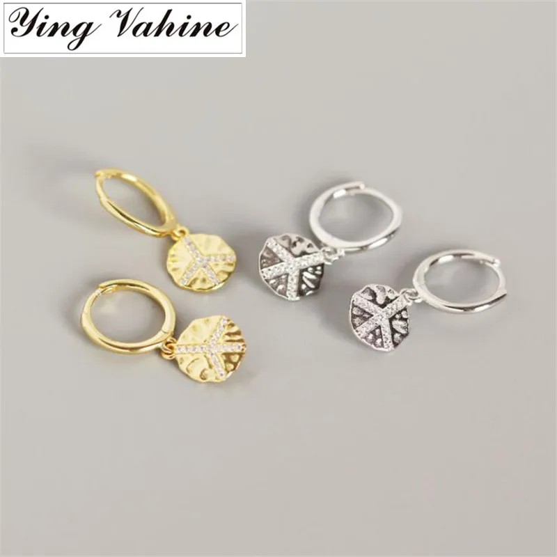 Ying Vahine стерлингового серебра 925 символ мира серьги-гвоздики с подвеской для женщин
