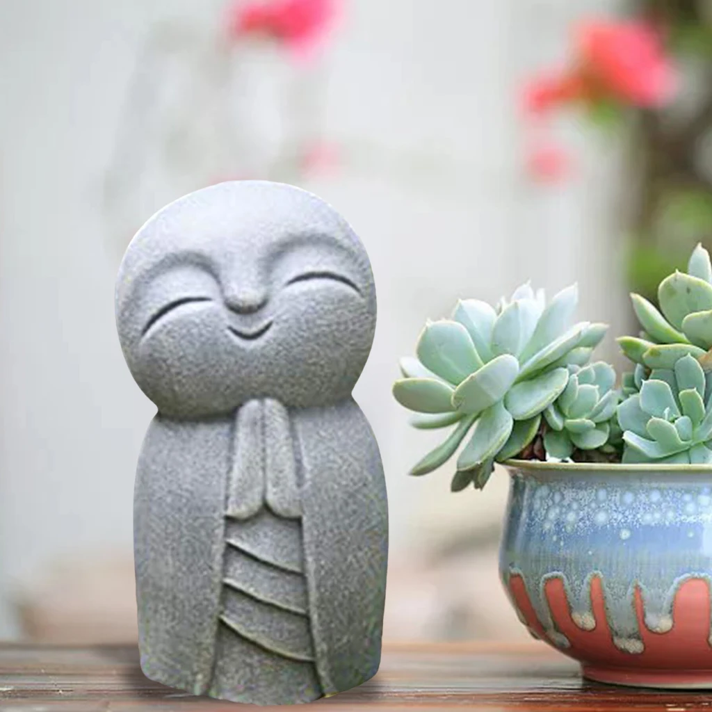 Statuetta Buddha Jizo Giapponese Mini Maitreya - Decorazione Zen Per Scrivania E Meditazione 4.5x3.5cm