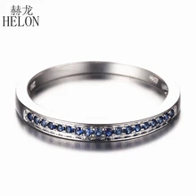 HELON Стерлинговое Серебро 925 сертифицированное круглое Настоящее натуральное сапфировое кольцо из драгоценных камней для женщин обручальное свадебное ювелирное изделие