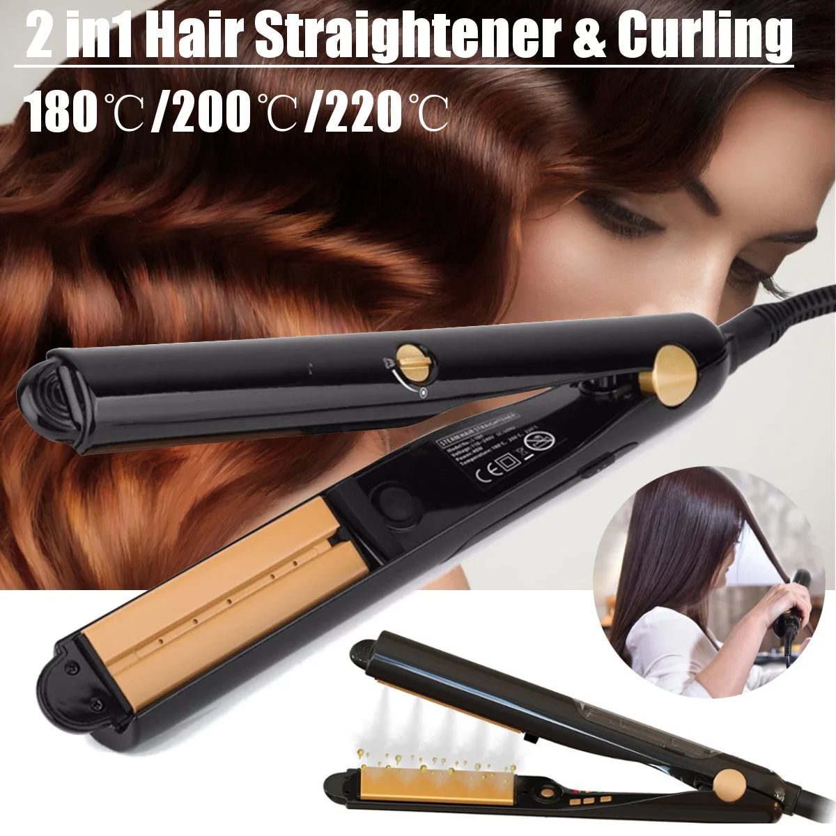 

Professional Hair Straightener Curler Flat Iron Negative Ion wand Straighting ionic Curling Titanium Tourmaline ceramics