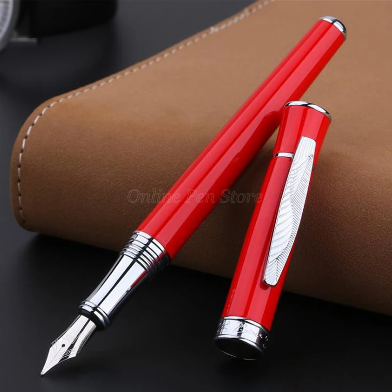 

Picasso 607 Metal Barrel Fountain Pen Silver Trim 0.5mm Fine Nib Professional Office School Stationery Tool Writing Pen Gift