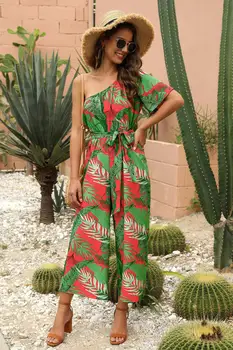 

Elegant Overalls For Women 2019 One Piece Suit Rompers Womens Jumpsuit White Casual Wide Leg Jumpsuits One Shoulder Combinaison