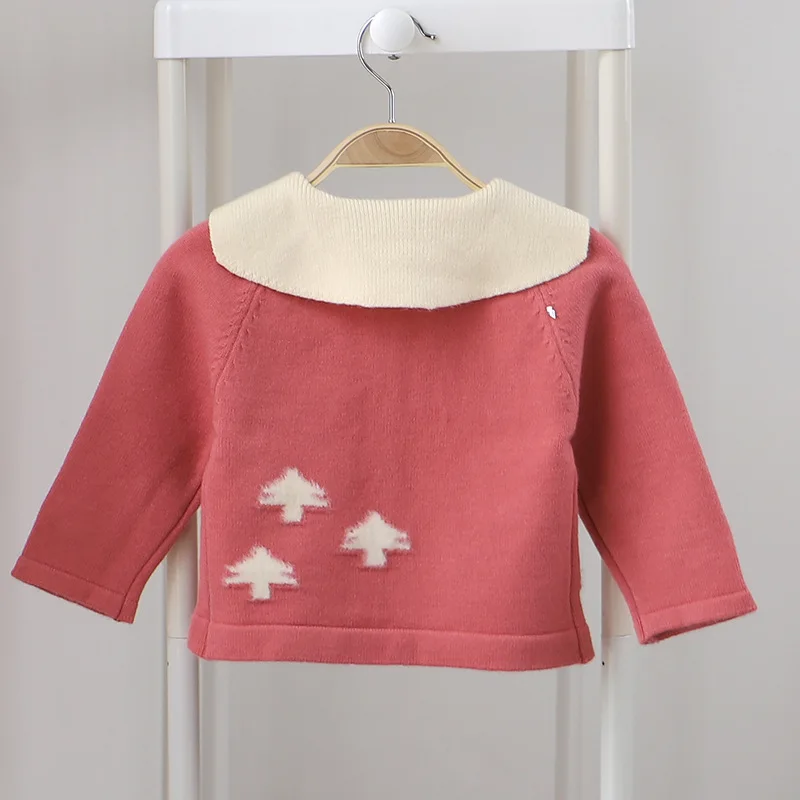 Коллекция года, стильный Детский свитер в Корейском стиле на осень и зиму однотонный кардиган с отложным воротником и рисунком для девочек
