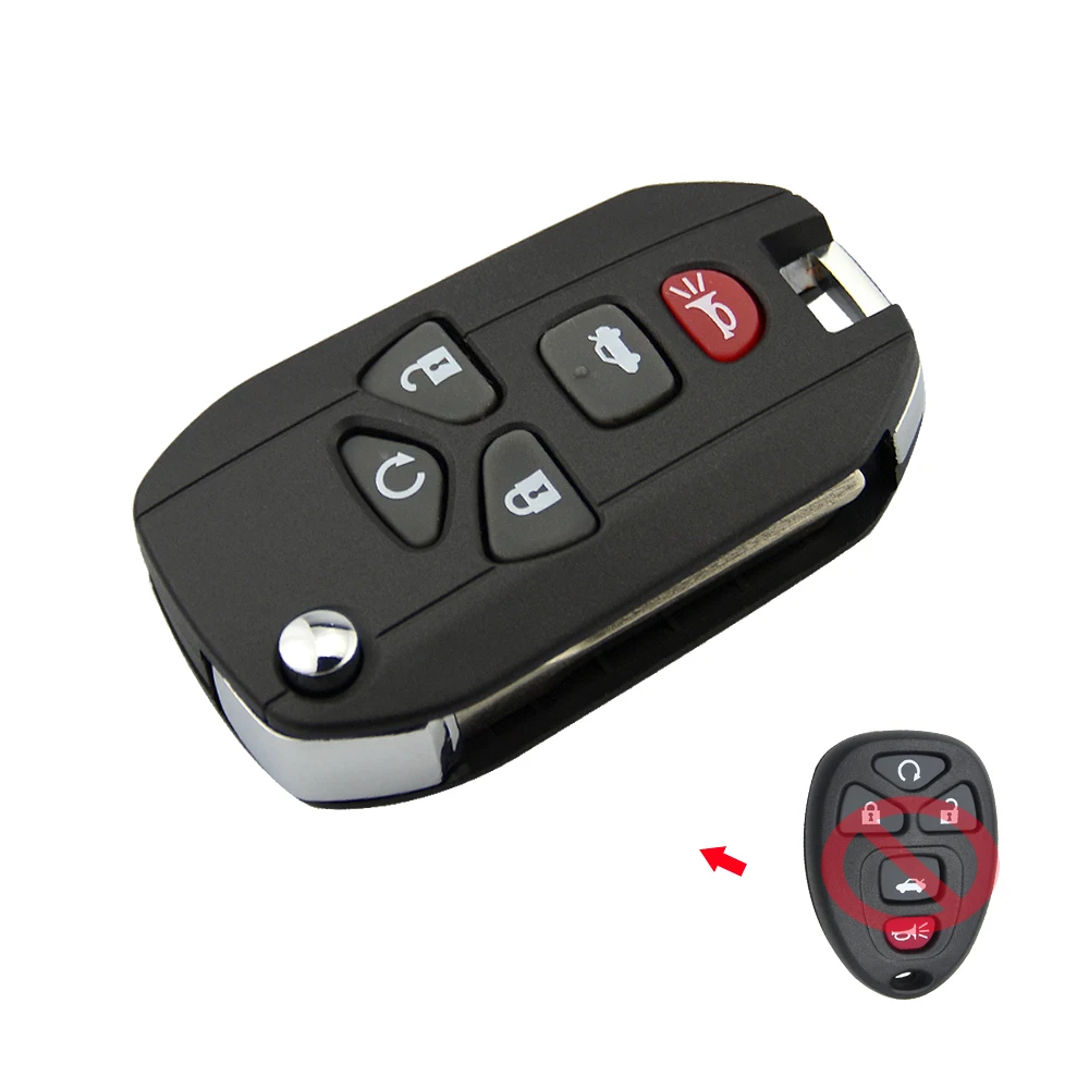 OkeyTech для Buick G-C Chevrolet Cadillac Pontiac Saturn Автомобильный ключ 5 6 кнопок флип пульт дистанционного ключа оболочки заготовка для ключа пустой лезвие - Количество кнопок: 5 Button