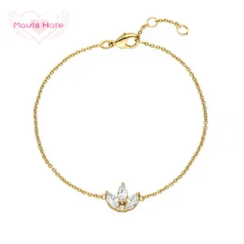 

Mavis Hare Sparkling Stone Bracelet Stainless Steel Flower Crystal Link Chain Bracelet Bangle can Adjustable 3 Size as Gift