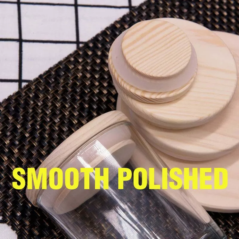 Wooden Sealing Lid 1PC Canister Lid with Silcone Ring Container Cover Glass Natural Wood Material Storage Jar