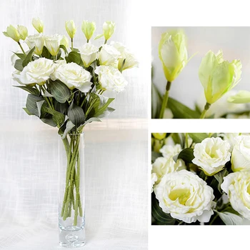 3 Heads Fake Eustoma Gradiflorus Lisianthus European Artificial Flower Christmas Wedding Party Home Decorative