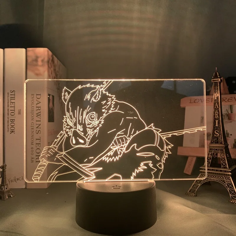 Manga 3d Light Kimetsu No Yaiba Inosuke Hashibira for Bedroom Decoration Night Gift Anime Led Lamp Demon Slayer Room Decor | Лампы и