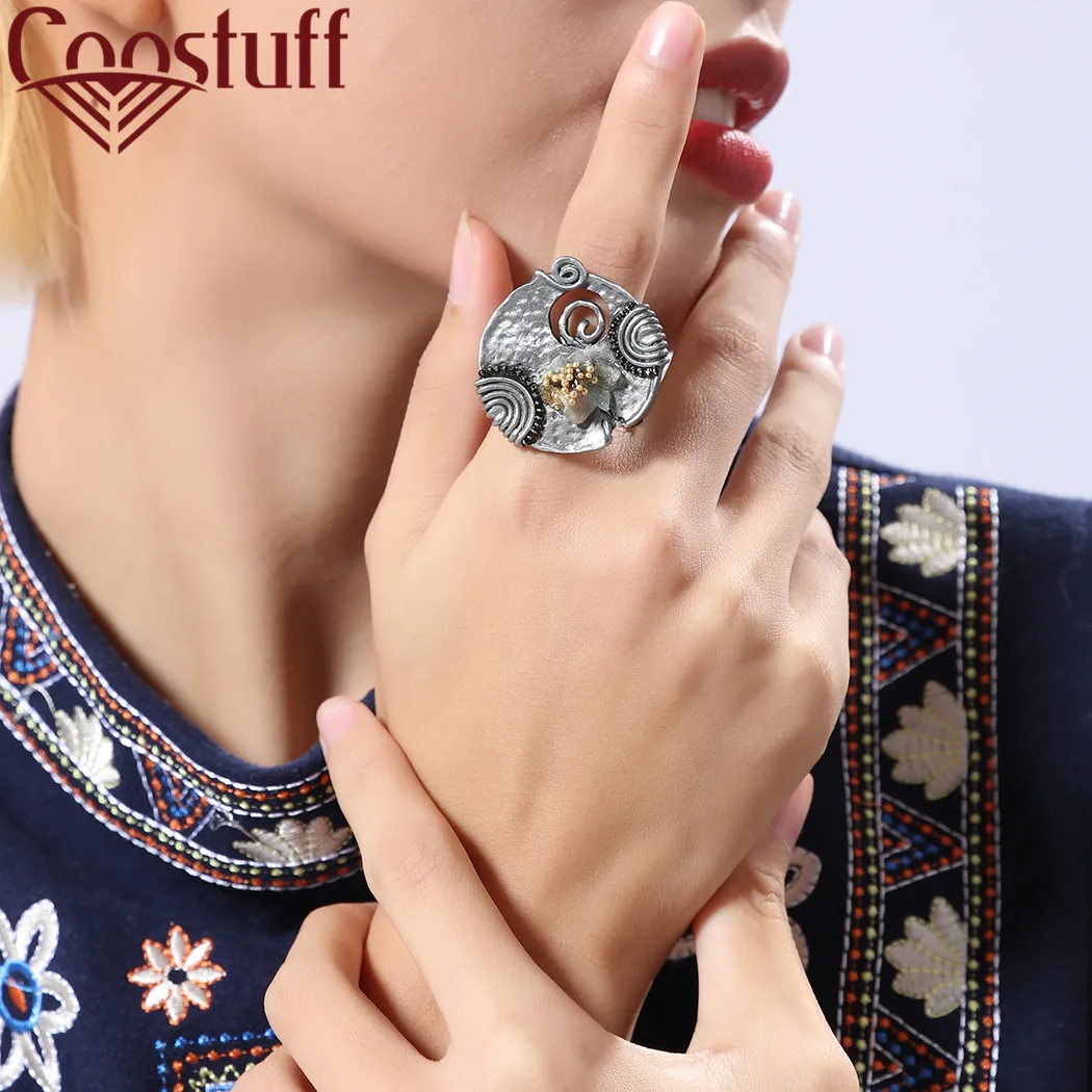 Изменяемые кольца для женщин модные эффектные уникальный дизайн кораллового камня Ювелирные изделия серебряного цвета кольцо для всех случаев Mujer