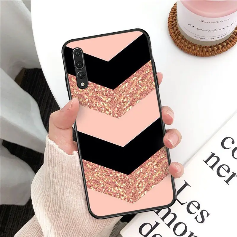 Gold Pink rose Glitter print