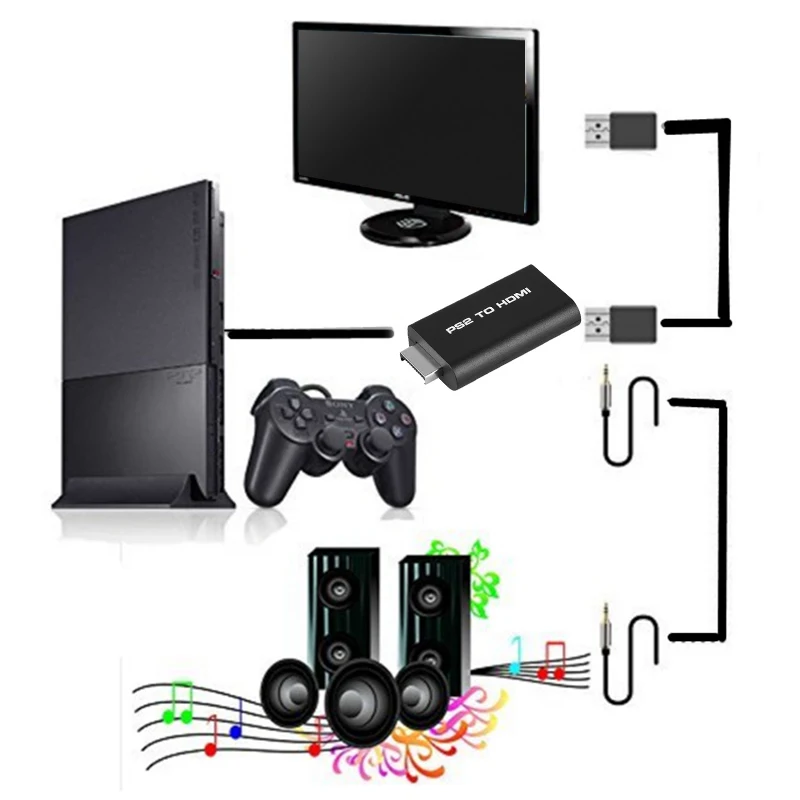 Поддерживает все режимы отображения PS2 THGS HDV-G300 PS2 к HDMI 480i/480 p/576i аудио видео конвертер адаптер с 3,5 мм аудио выход
