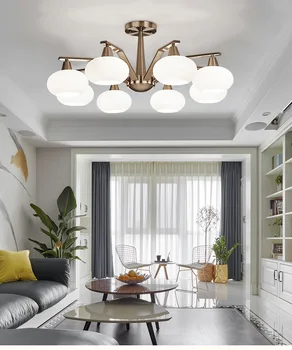 

Modern Minimalist Post-Modern Living Room Chandelier Bedroom Lamp Creative Dining Room Atmosphere Home Downward Glass Chandelier