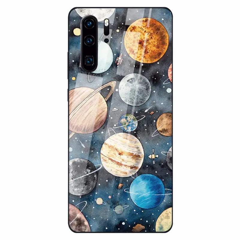 07 Чехол Universe для huawei P30 mate 20 P20 Lite Черный чехол для телефона Honor 9 10 lite 8X Nova 3 P Smart Z закаленное стекло - Цвет: 07