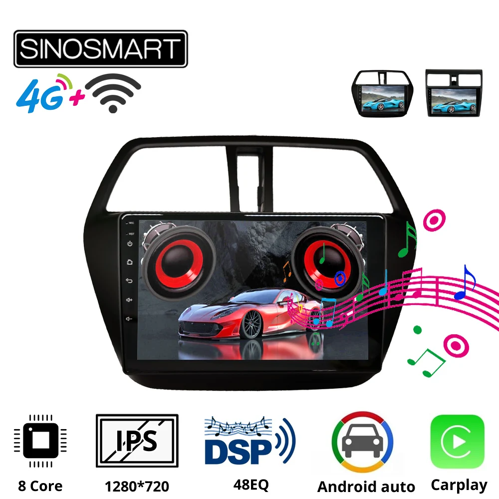 Sinosmart 8 ядер DSP 48EQ автомобильный радиоприемник с навигацией GPS для Suzuki S cross Swift 2005 2016