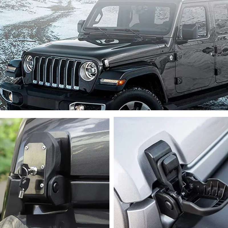 1 комплект замков капота для Jeep Wrangler JL автомобильный двигатель капот защелка защелки с ключом замок комплект для Jeep Wrangler JL автомобильные аксессуары
