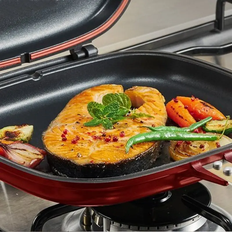 Double-Sided Frying Pan Cookware Suitable For Home Outdoor Barbecue Non-Stick Barbecue Cooking Tool Stable Durable And Reliable